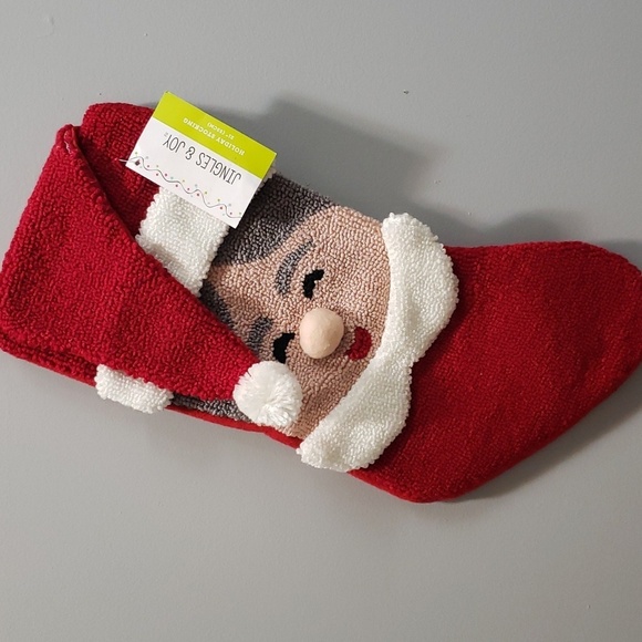 Jingles and Joy NWT Mrs. Claus Loop Weave Christmas Stocking - Picture 1 of 8